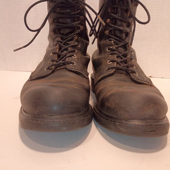 Vintage RED WING Boots Men 9D Black Leather Lace-up Logger Max 24193 Moto Grunge - Picture 5 of 15